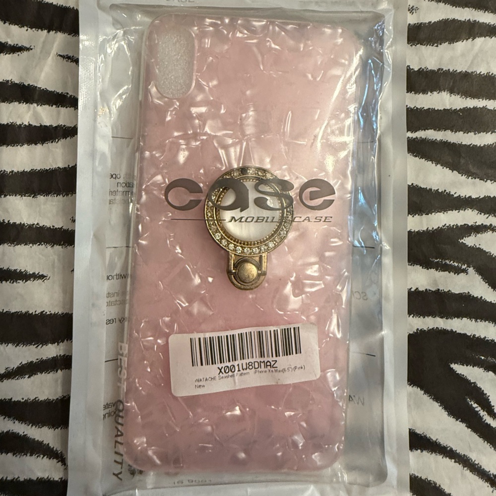 Pretty Pink Phone Case with Rhinestone Ring Holder by Case